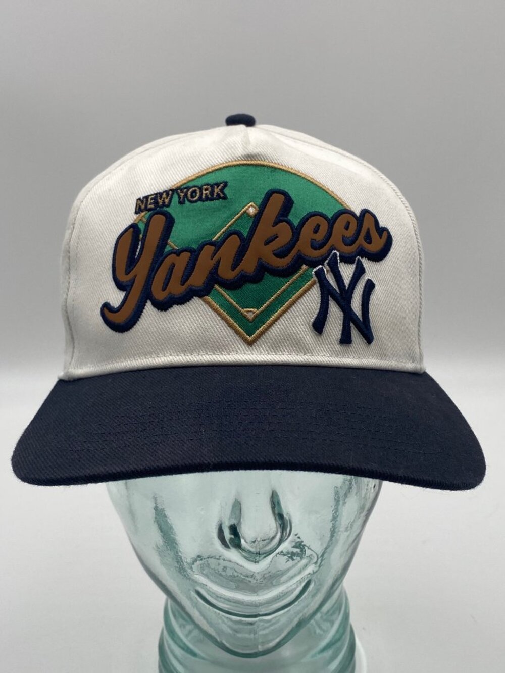 '47 New York Yankees Hat Rawlings Script White Snapback Cap Adjustable OSFA MLB
